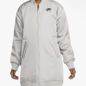 NWT Nike Therma-Fit College Grey Synthetic-Fill Bomber Long Jacket Size Medium